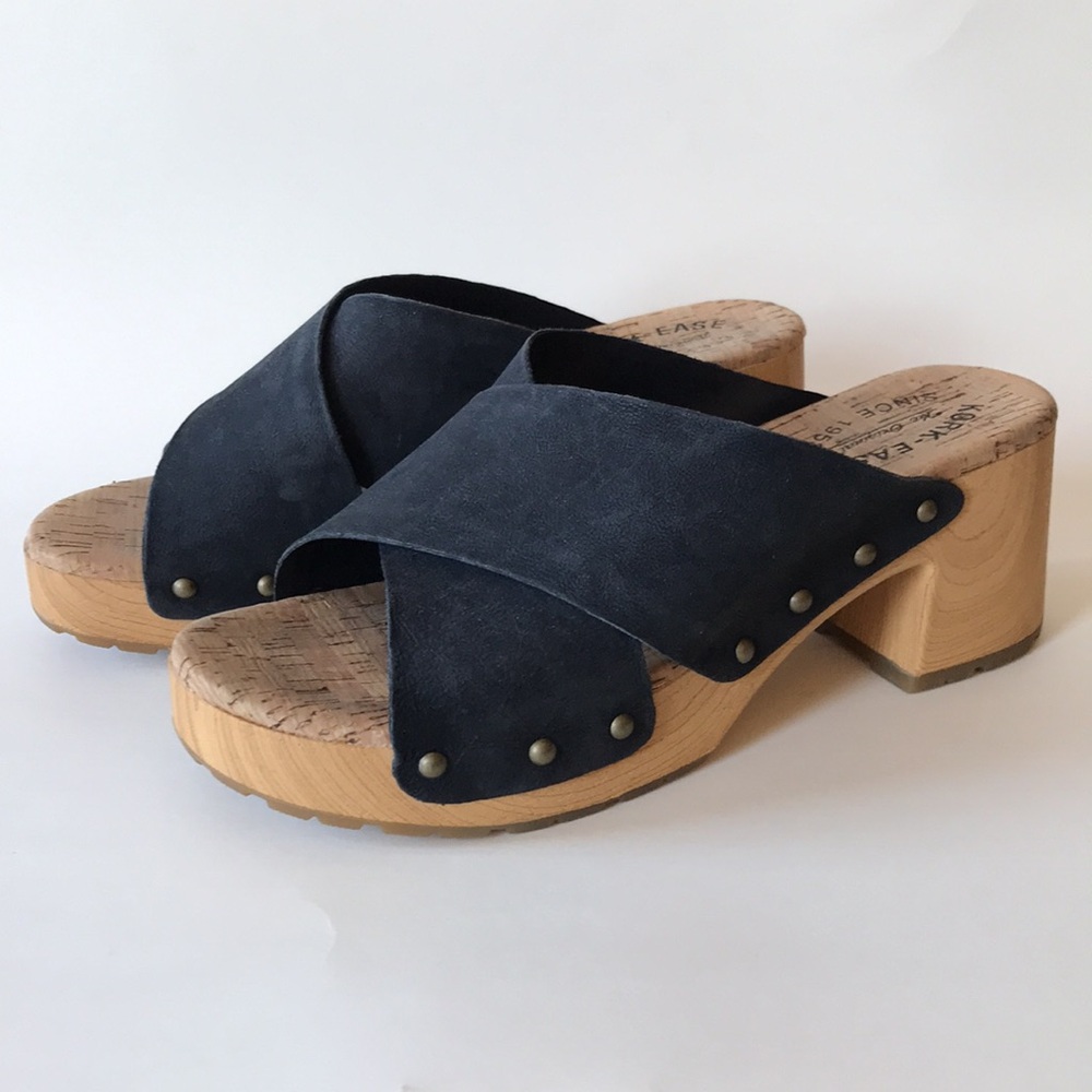Kork-Ease Tatum Black Leather Platform Sandals